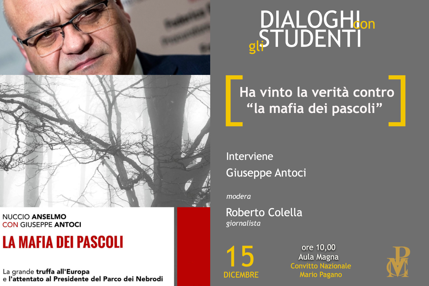 15 dicembre 2022 – Dialoghi con gli studenti “La mafia dei pascoli” – Giuseppe Antoci